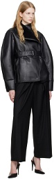 LVIR Black High-Neck Faux-Leather Jacket