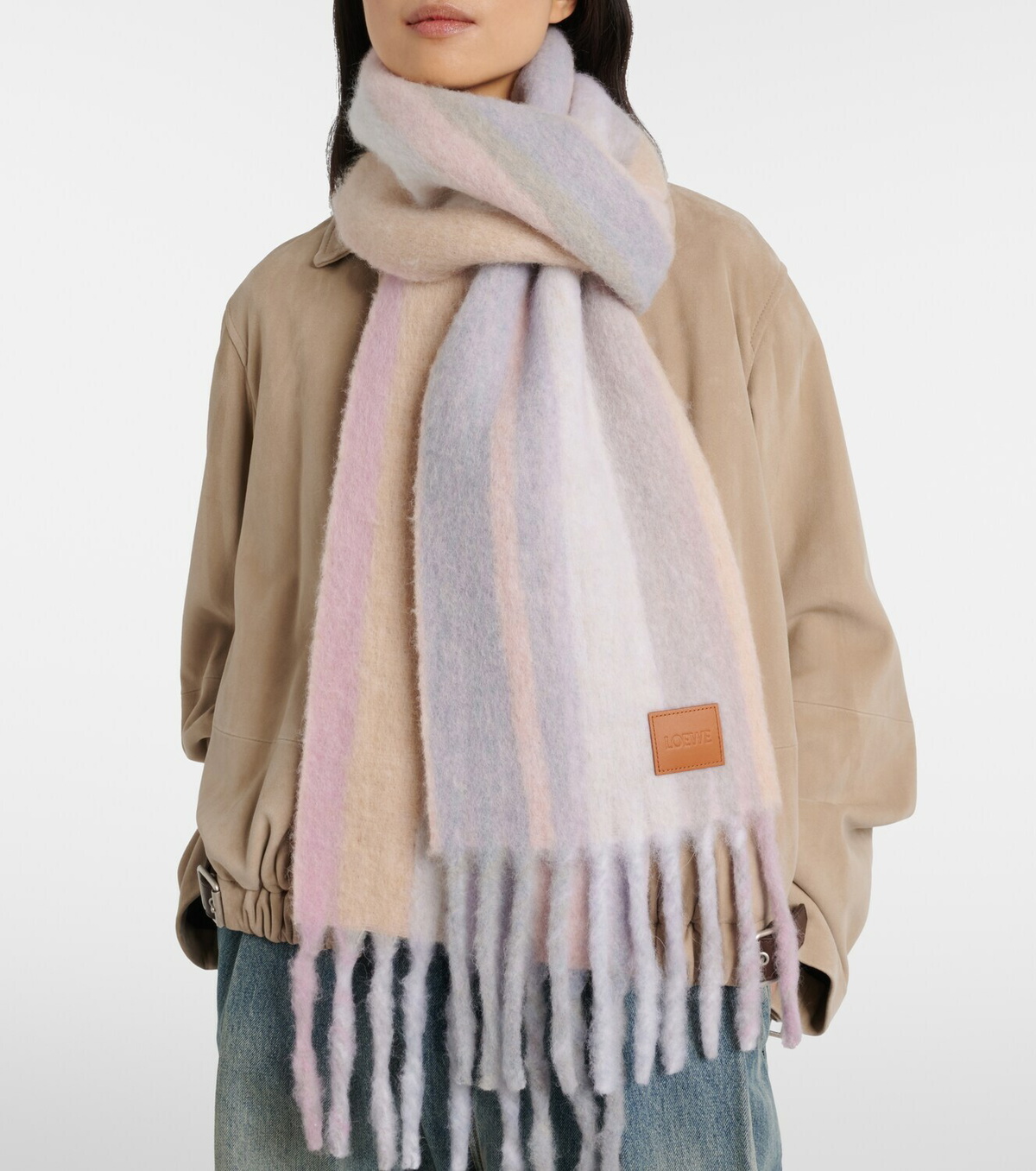 Loewe Striped alpaca and wool-blend scarf