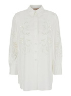 TwinSet White Shirt With All-over Lace Embroidery In Cotton Woman
