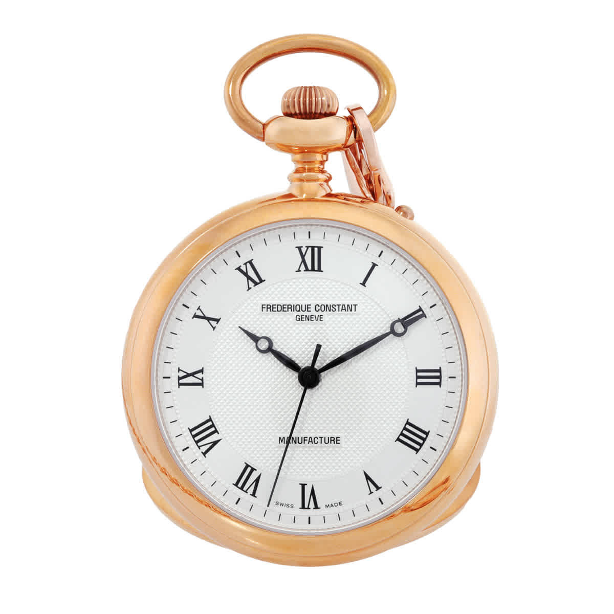 Frederique Constant Manufacture Silver Dial Rose Gold Stainless Steel Pocket Watch FC-700MC6PW4