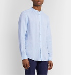 Hugo Boss - Slim-Fit Grandad-Collar Linen Shirt - Blue