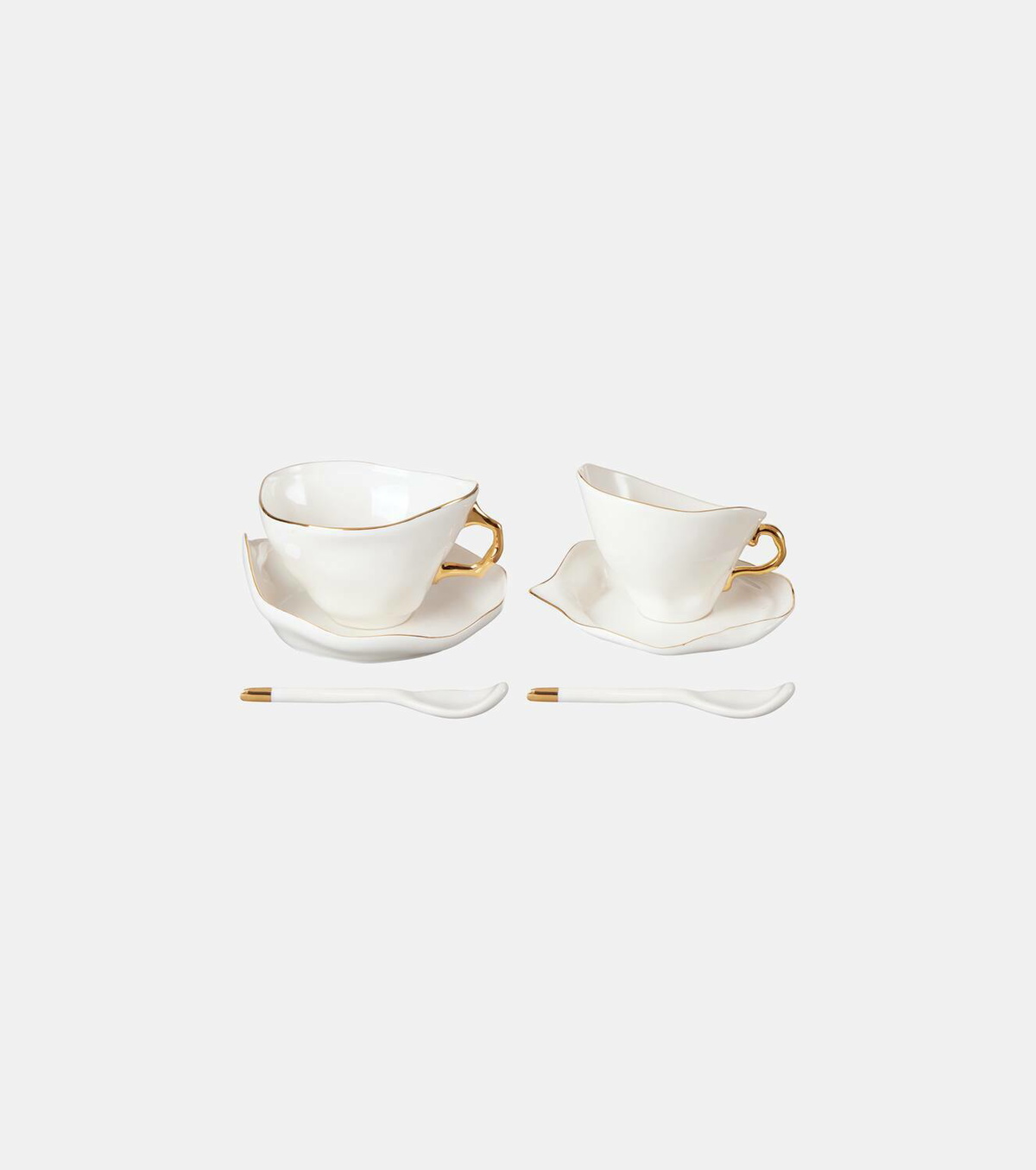 Seletti Meltdown set of 2 teacups, saucers, and spoons by JordanLuca