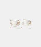 Seletti Meltdown set of 2 teacups, saucers, and spoons by JordanLuca