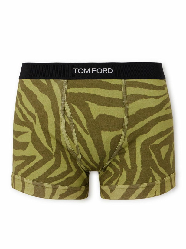 Photo: TOM FORD - Zebra-Print Stretch-Cotton Boxer Briefs - Green