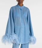 Oséree Lumière Plumage feather-trimmed shirt