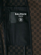 Balmain - Slim-Fit Button-Embellished Monogrammed Wool-Blend Blazer - Brown