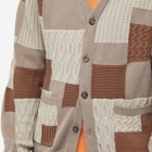 Beams Plus Men's Patchwork Jaquard Cardigan in Brown