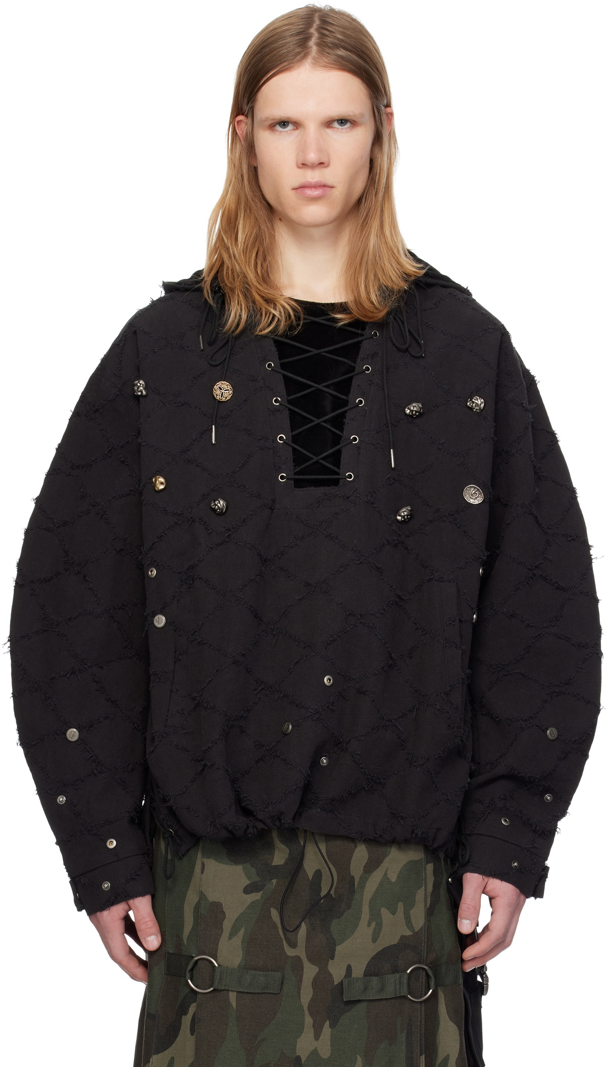 Andersson Bell Black Lace-Up Hoodie