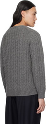BEAMS PLUS Gray Cable 5G Crewneck