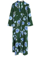 Dorothee Schumacher Big Garden Printed Silk Midi Dress Green