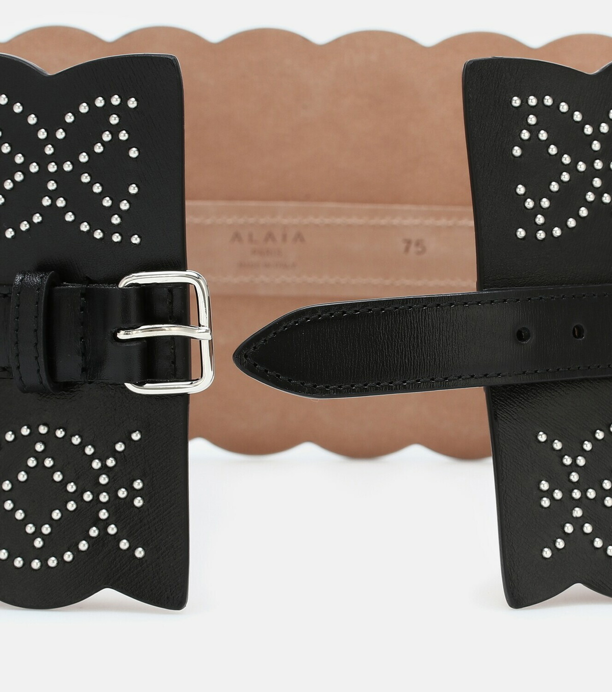 【ALAIA】 Embellished leather belt Faux pearl-embellished leather belt in black - Alaia | Mytheresa