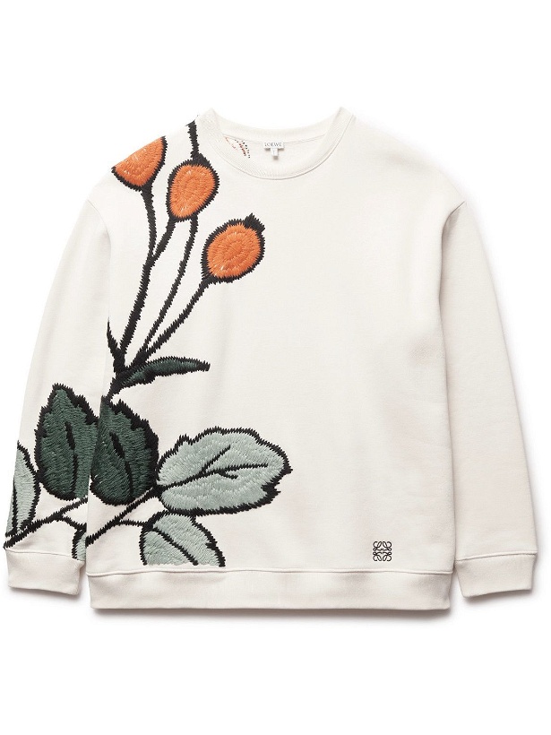 Photo: Loewe - Intarsia Cotton-Blend Sweater - Neutrals