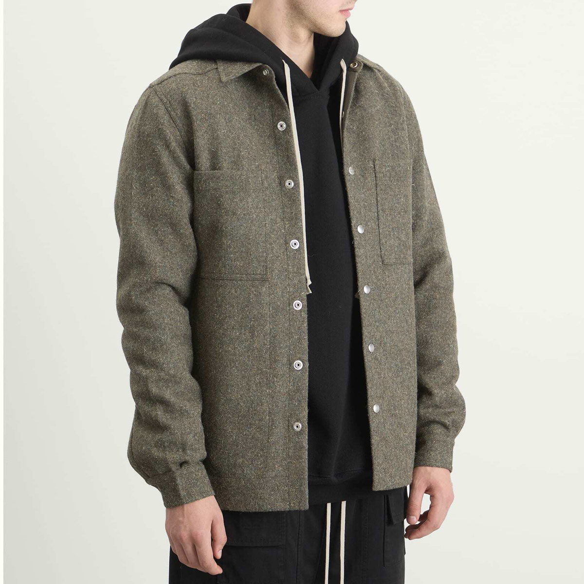 Rick Owens Wool OVERSIZED OUTERSHIRT ウール Rick Owens Men's Wool Plaid Oversized Outershirt in Honey Rick Owens