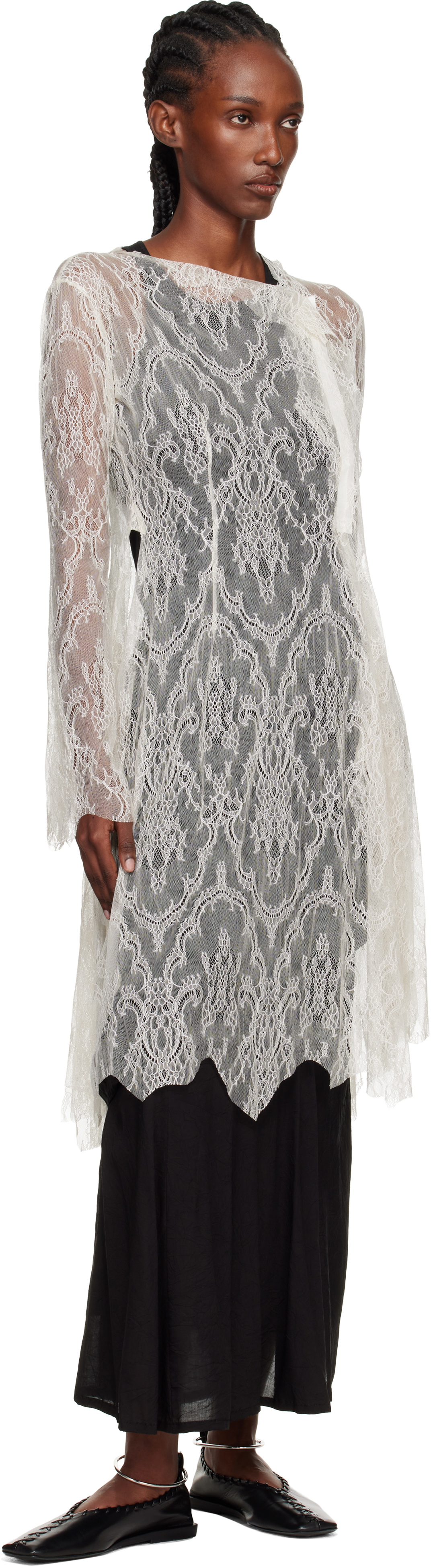 YOHJI YAMAMOTO Off-White Lace Long Top
