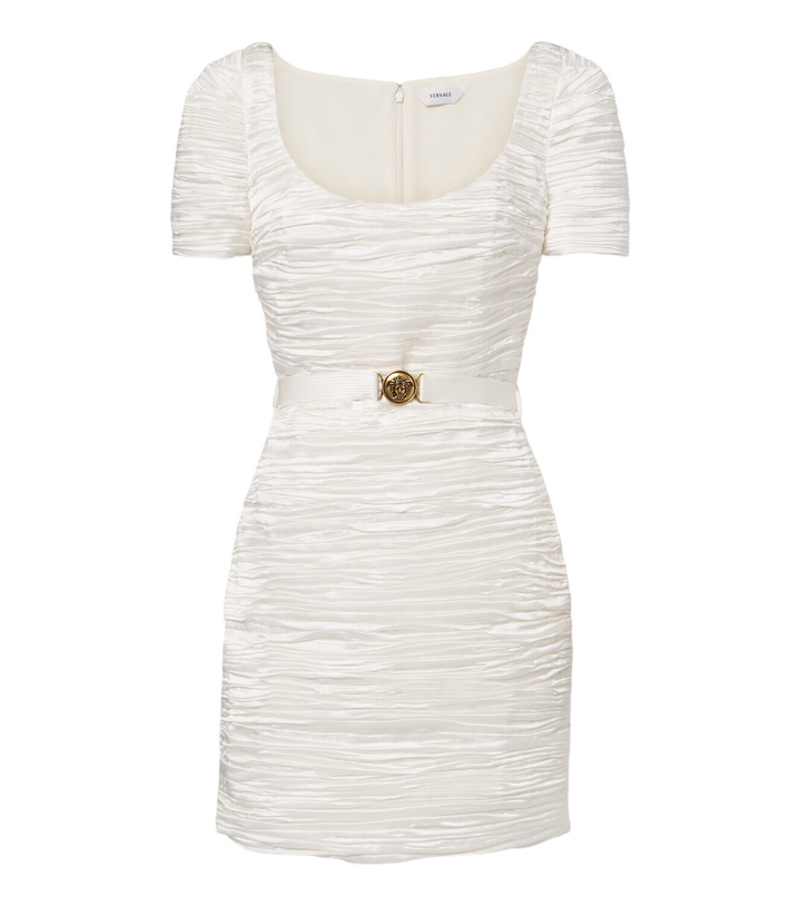 Photo: Versace Medusa pleated silk-blend satin minidress