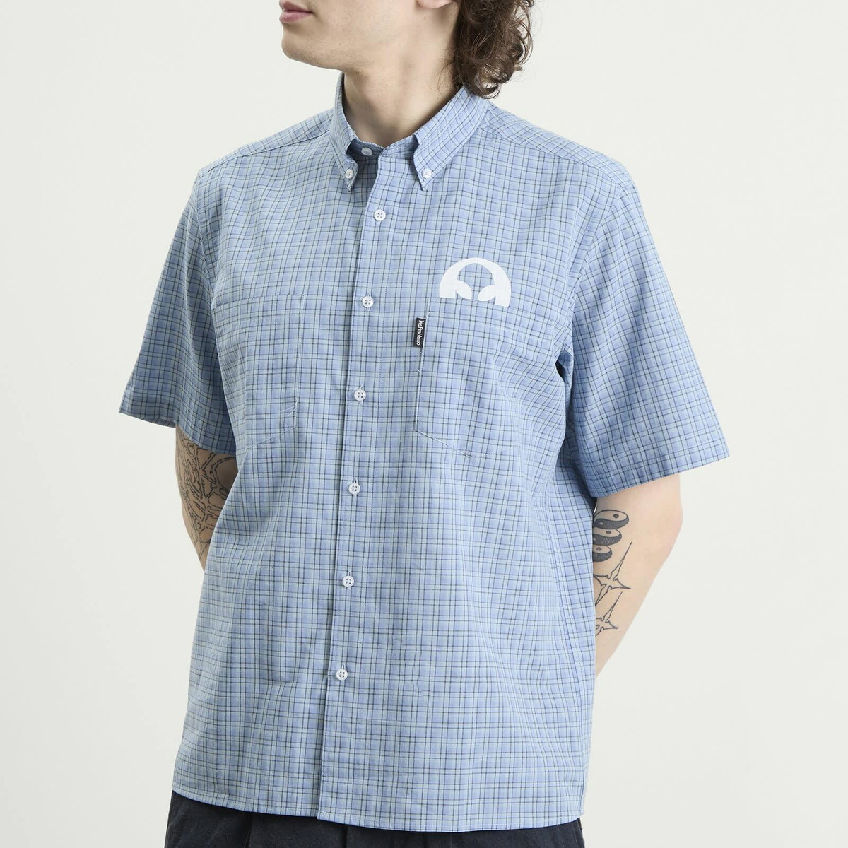 No Problemo Men's Alien-O Print Check Shirt in Blue