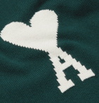 AMI - Oversized Logo-Intarsia Knitted Sweater - Men - Green