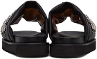 Toga Virilis Black Leather Slip-On Sandals