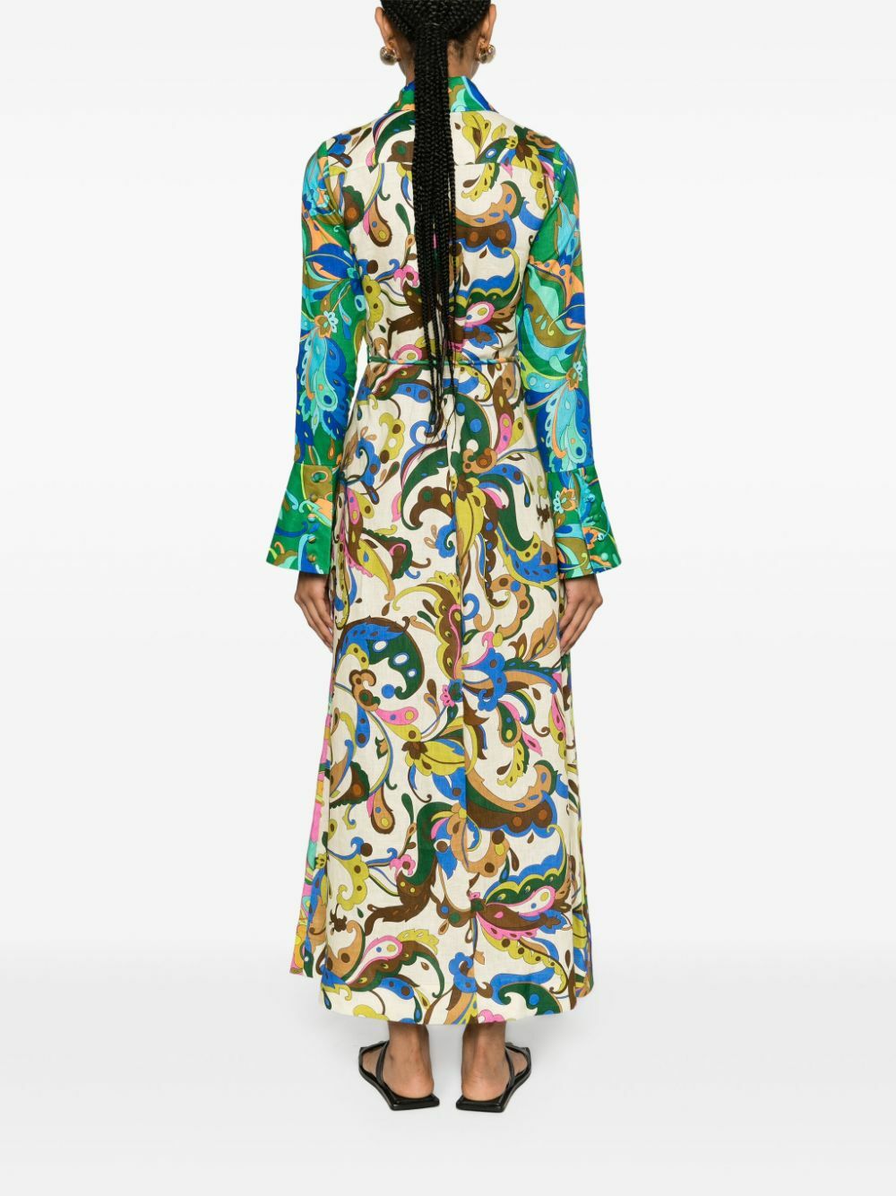 ALEMAIS Green Yvette Paisley-Print Dress ALMAIS