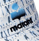 ISABEL MARANT - Tyronh Logo-Flocked Tie-Dyed Cotton-Twill Baseball Cap - Blue