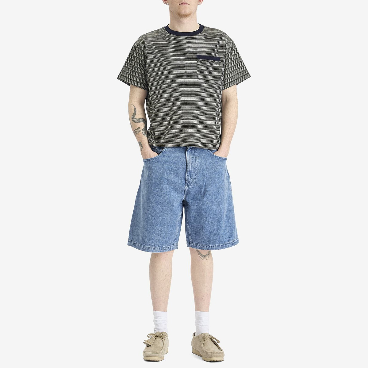Edwin Men's Denim Worker Shorts in Blue light stone washed