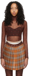 SHUTING QIU Black & Orange Polyester T-Shirt