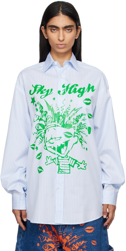 Photo: Sky High Farm Workwear Blue Mindblown Print Shirt