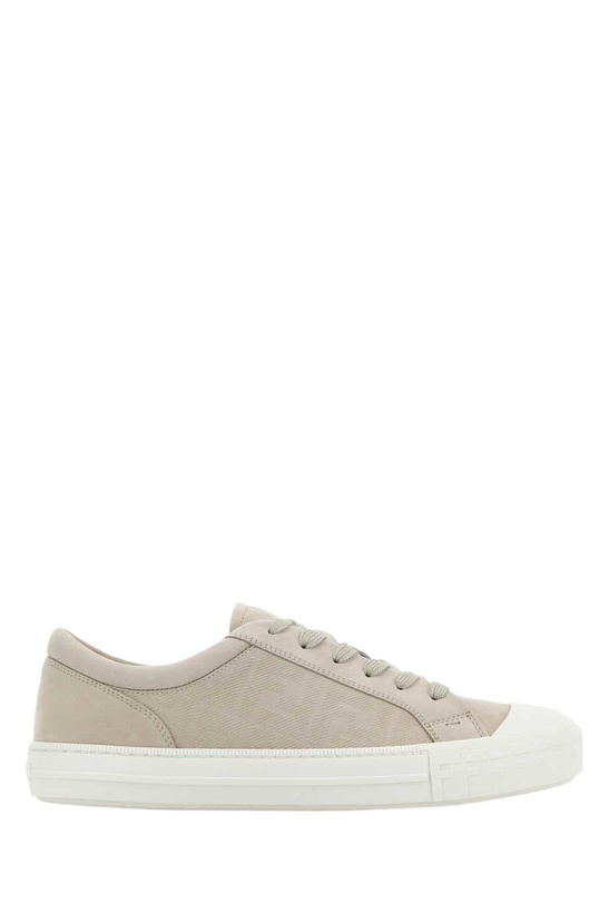 Photo: Fendi Light Grey Leather Domino Sneakers