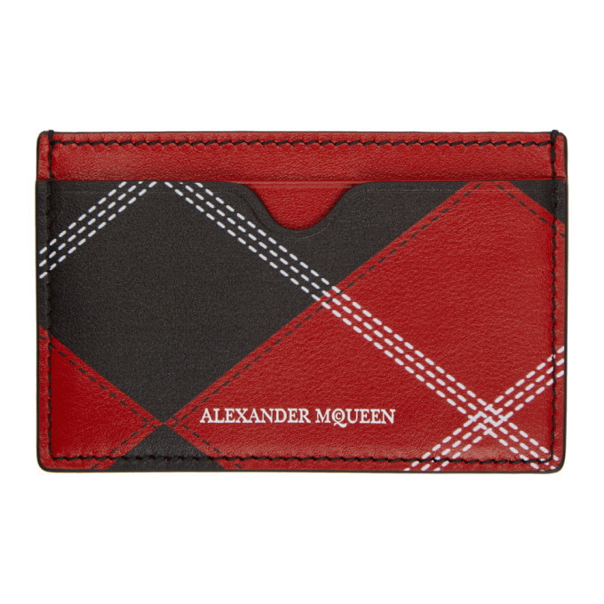 Photo: Alexander McQueen Red and Black Argyle Card Holder