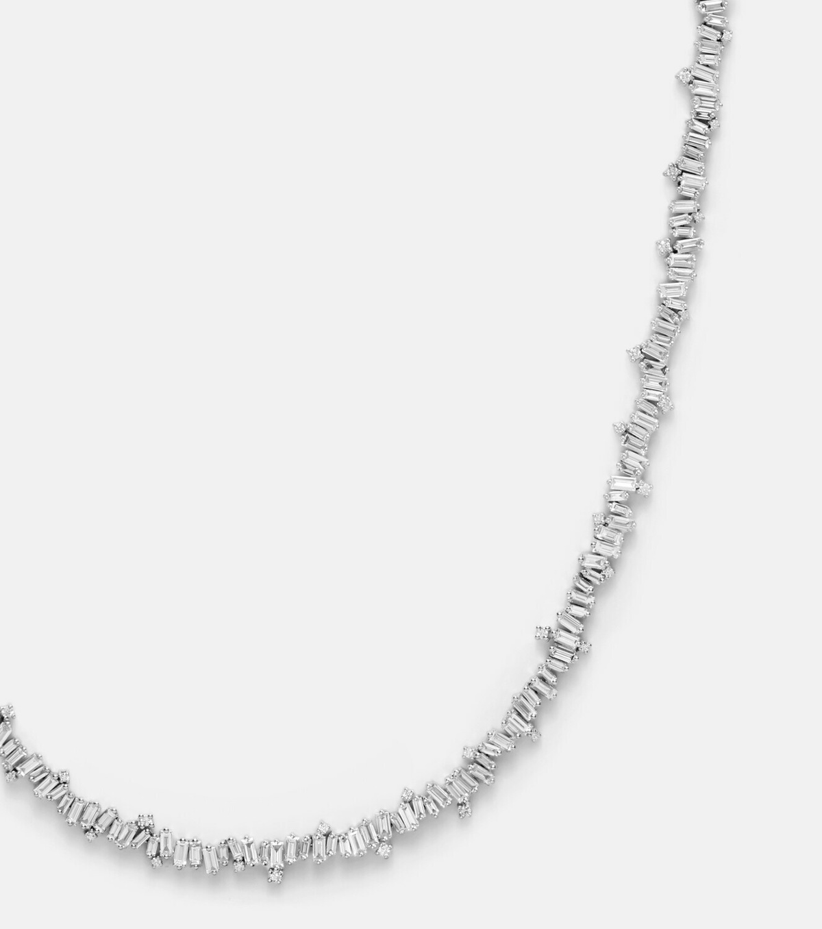 Suzanne Kalan Bold Burst 18kt white gold tennis necklace with diamonds