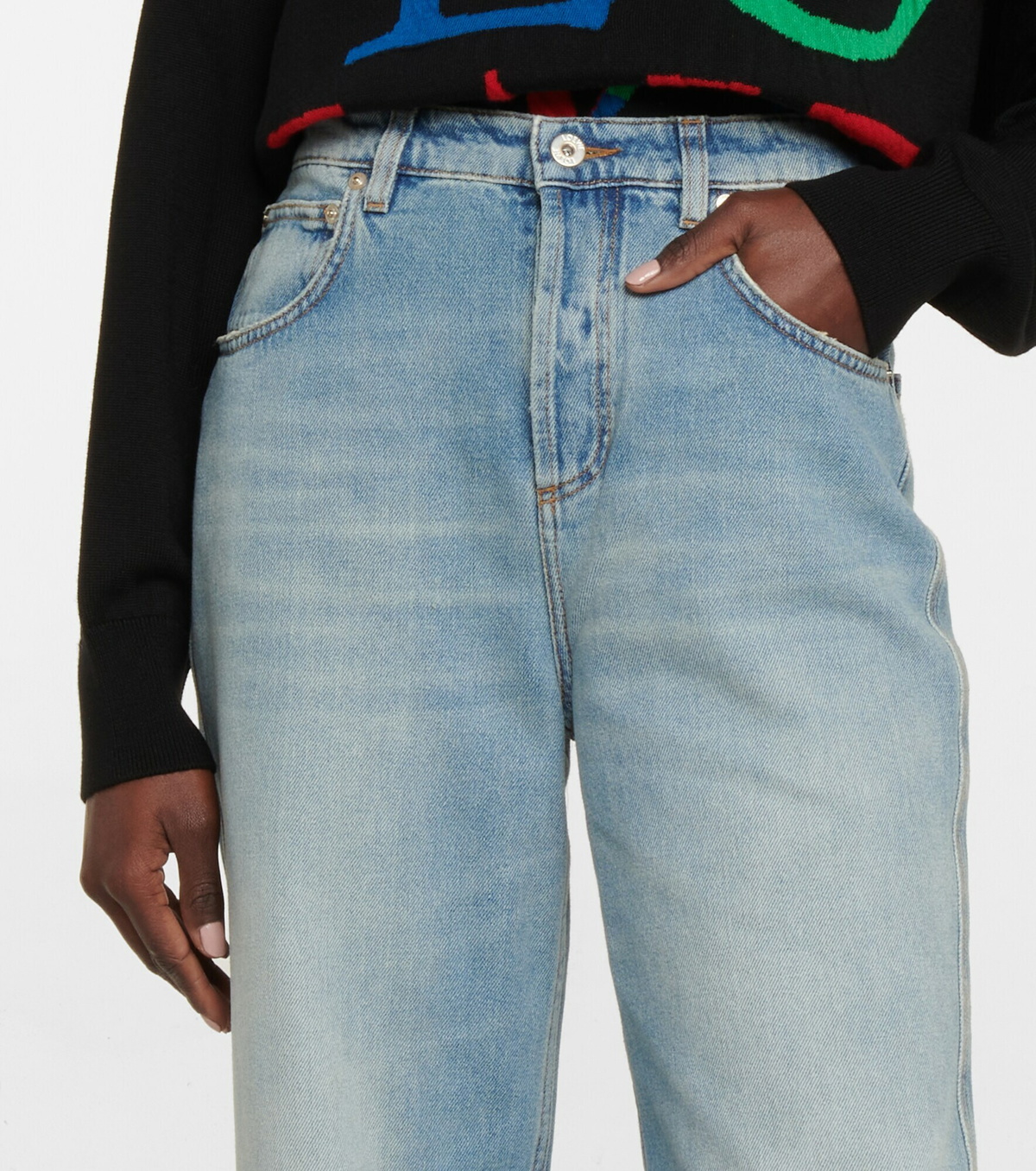 ボトムスその他 Loewe White jeans with floral digital print LOEWE Floral-print high-rise straight-leg jeans | NET-A-PORTER