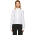 MM6 Maison Martin Margiela White Parachute Poplin Extra Long Sleeve Shirt
