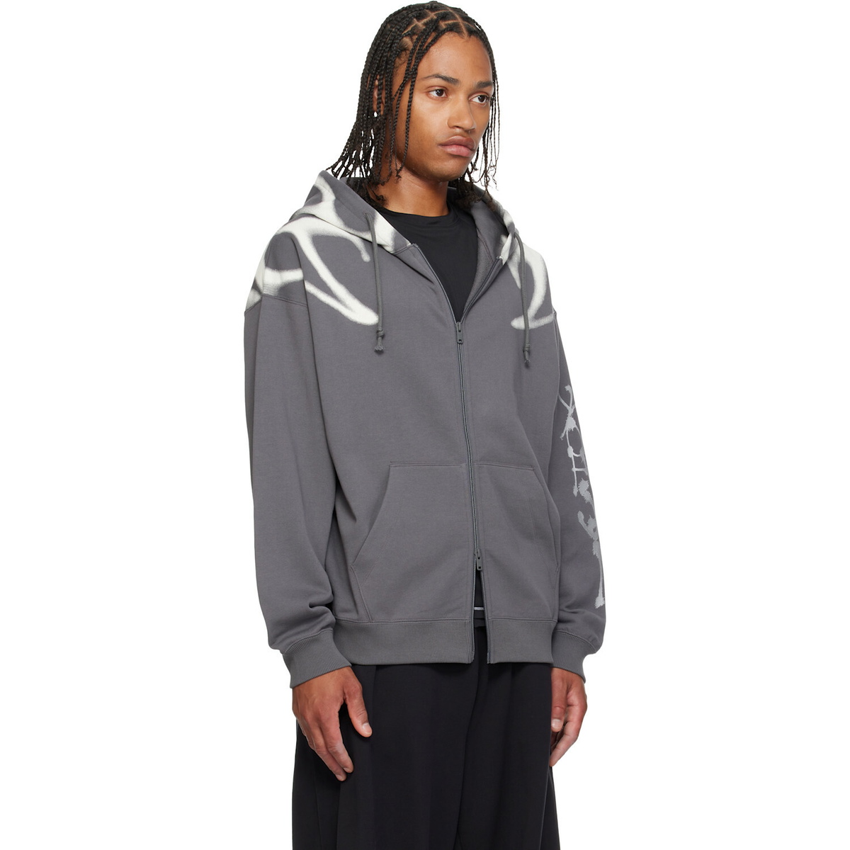 Y-3 Gray Chito Edition Graphic Zipper Hoodie