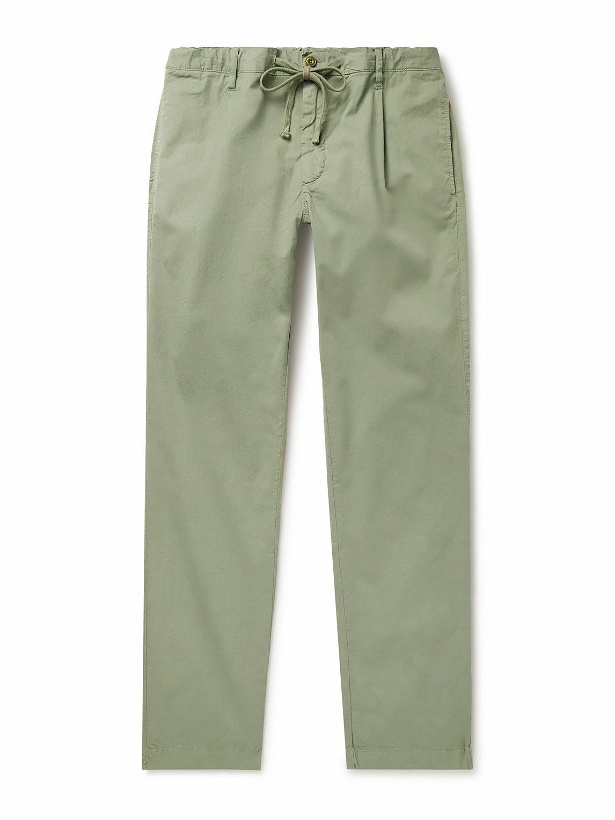 Photo: Hartford - Tanker Slim-Fit Straight-Leg Cotton Drawstring Trousers - Green