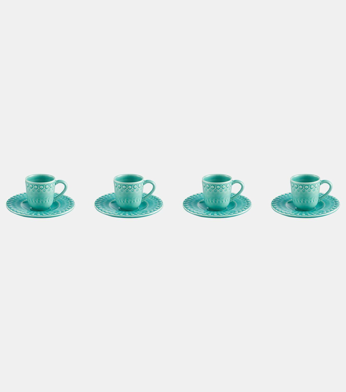 Bordallo Pinheiro Fantasia set of 4 espresso cups and saucers