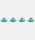 Bordallo Pinheiro Fantasia set of 4 espresso cups and saucers