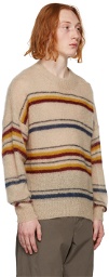 Isabel Marant Beige & Multicolor Stripe Mohair Drussellh Sweater