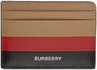 Burberry Beige Leather Intarsia Stripe Card Holder