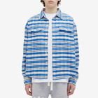 Cole Buxton Men's SS24 Flannel Check Shirt in Blue/Black/White