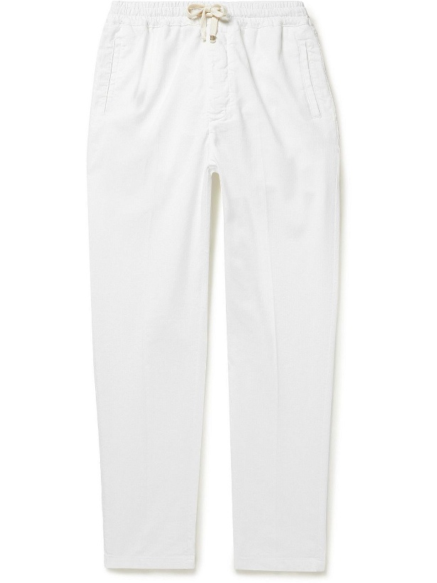 Photo: Altea - Straight-Leg Cotton-Blend Drawstring Trousers - White