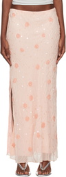 Mirror Palais Pink Beaded Maxi Skirt