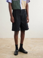Human Made - Skater Straight-Leg Logo-Detailed Pleated Twill Shorts - Black