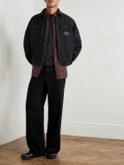 Willy Chavarria - Stockton Cropped Logo-Detailed Distressed Denim Jacket - Black