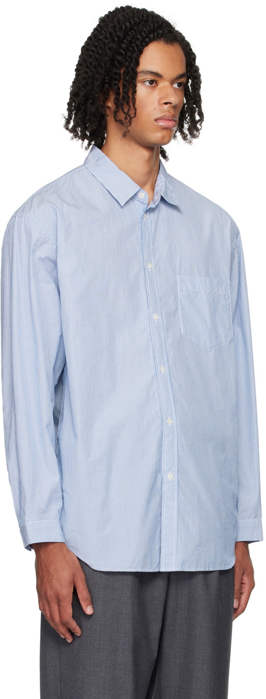 ATON Blue Giza Stripe Shirt