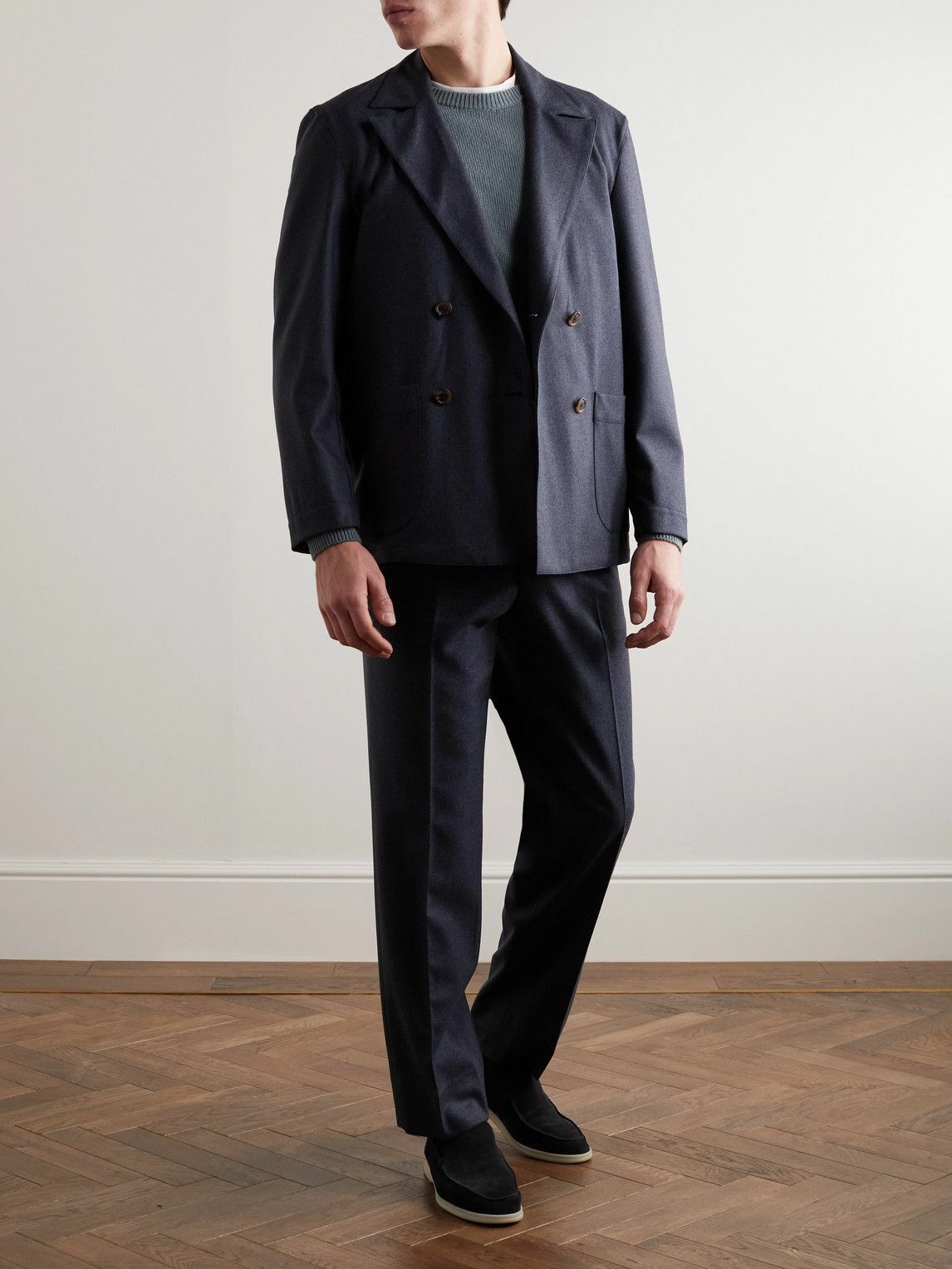 Stoffa - Double-Breasted Wool Blazer - Blue