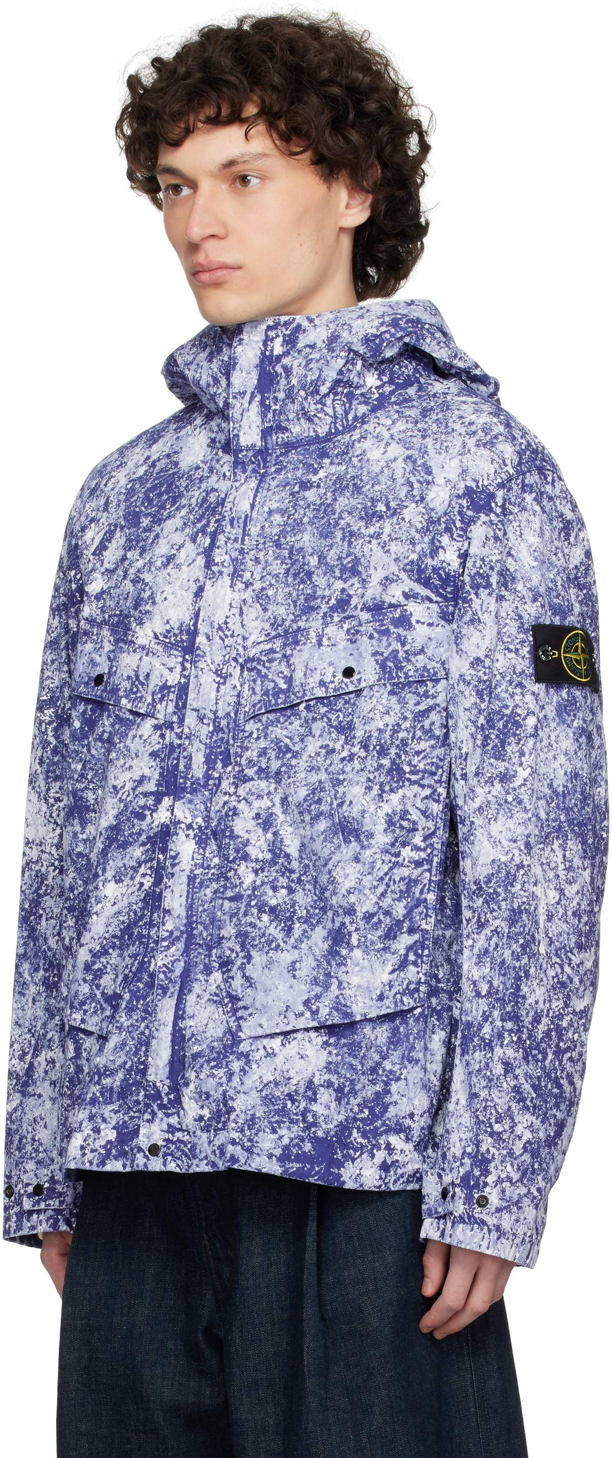 Stone Island Blue White Pigment On Tela Paracadute Stretch-TC 