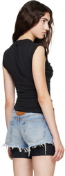 Alexander Wang Black Twisted Bust Layered Tank Top