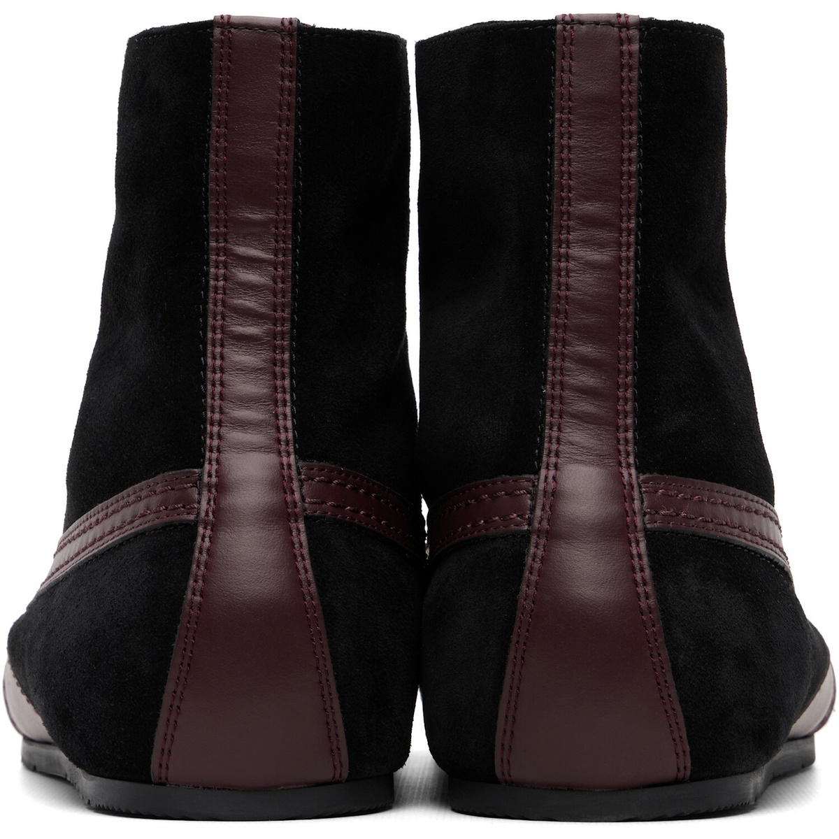 Dries Van Noten Black & Burgundy Suede High Top Sneakers