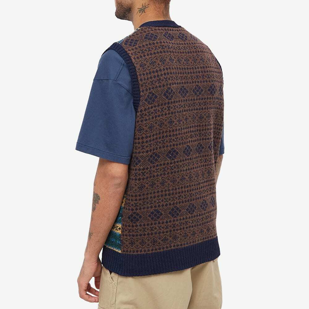 Beams Plus Men's Indigo Fair Isle Button Knit Vest in Panel