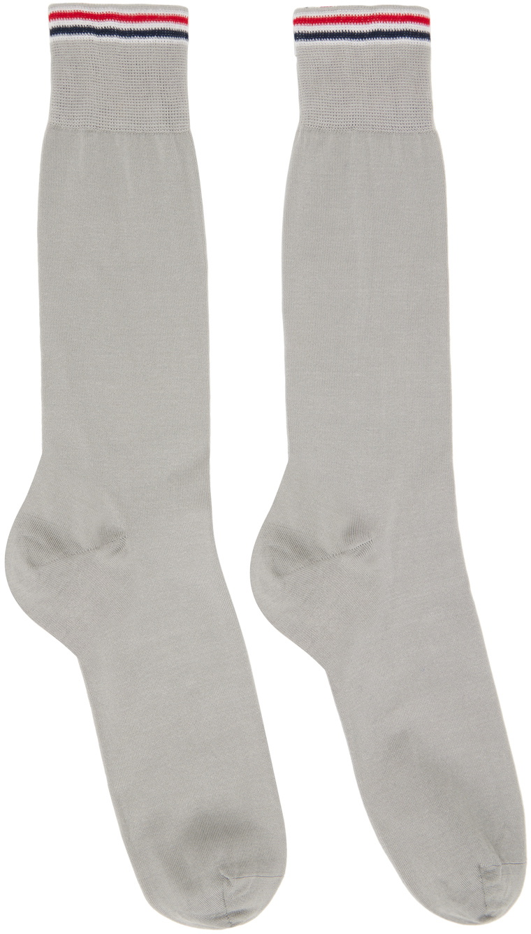 Thom Browne Gray Striped Socks Thom Browne